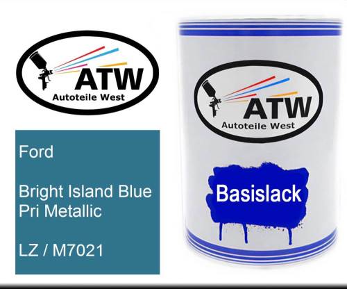 Ford, Bright Island Blue Pri Metallic, LZ / M7021: 500ml Lackdose, von ATW Autoteile West.